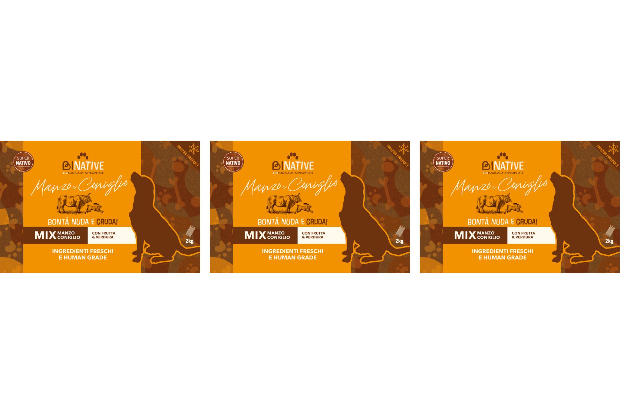 Box sconto 5%- Binative Super Nativo Coniglio Manzo Finocchio Rapa Rossa e Mela 2kg x 3pz